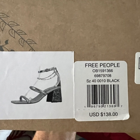 FREE PEOPLE Parker Chain Leather Block Heel Chain-Wrap Ankle Sandals/Heels NWT - Picture 13 of 16